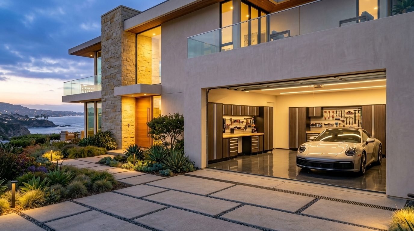 Valeria Emergency Garage Door Garage Door Gliding Open Revealing Warm Illuminated Interior